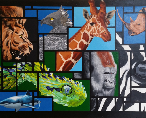 African Animals acrylic painting